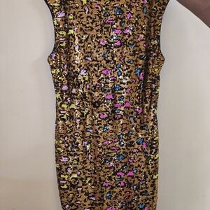 Ashley Stewart Gold and Black Sequin Dress